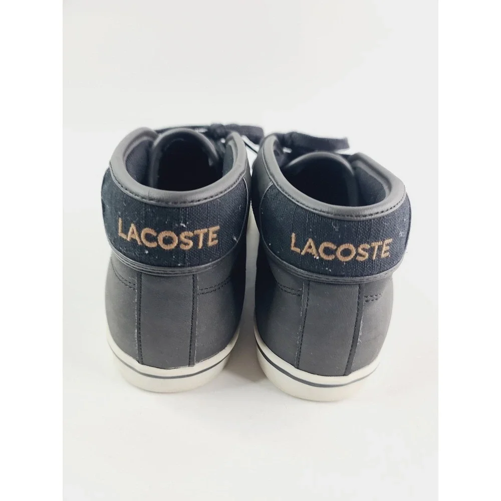 Lacoste Leather, Canvas Casual High-Top Sneakers Men's‎ Size 8 Black